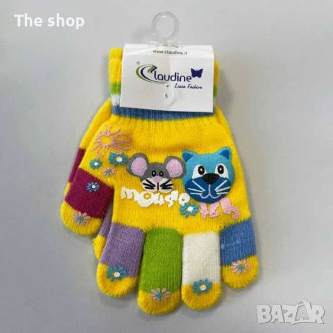 Детски ръкавички Мишка, жълти, 3-5 год. (004), снимка 1 - Шапки, шалове и ръкавици - 46430351