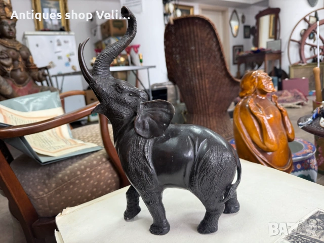Бронзова фигура на слон №7903 , снимка 2 - Антикварни и старинни предмети - 53681107
