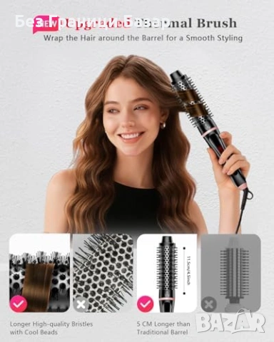 Нова 5 в 1 маша за коса с 4 керамични приставки и термо четка за къдрици и изправяне, снимка 6 - Маши за коса - 53971115