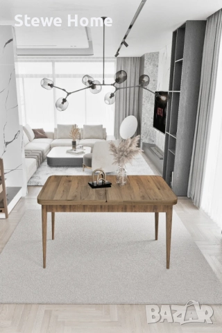 Разтегателна кремава маса с 6 стола - кухненски комплект, снимка 2 - Маси - 52305139