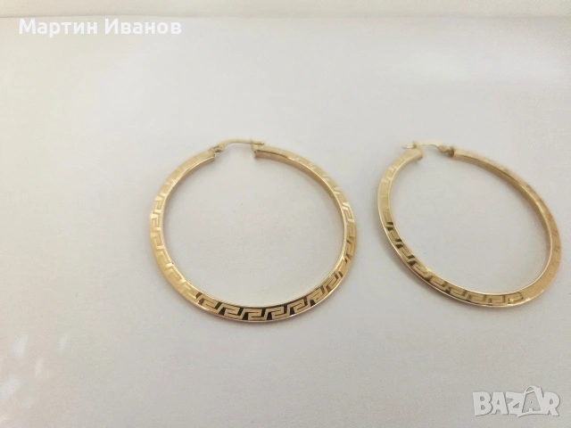 Златни обеци халки с мотив, снимка 3 - Обеци - 54155173