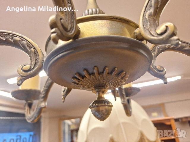 Винтидж голям полилей месинг , снимка 7 - Полилеи - 53822857