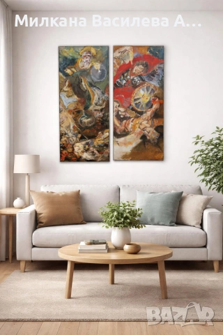 НАЛИЧНА – Войната на небесата (Диптих), снимка 2 - Картини - 53233855