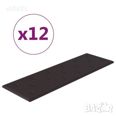 vidaXL Стенни панели, 12 бр, черни, 90x30 см, изкуствена кожа, 3,24 м²（SKU:344002, снимка 1 - Други - 46125308