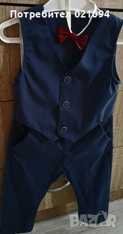 Бебешки официален костюм за момче в тъмносиньо, снимка 4 - Комплекти за бебе - 45542095