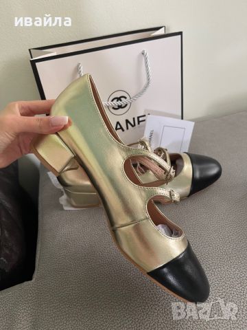 Златни обувки Шанел Chanel златисти , снимка 3 - Дамски ежедневни обувки - 45782812
