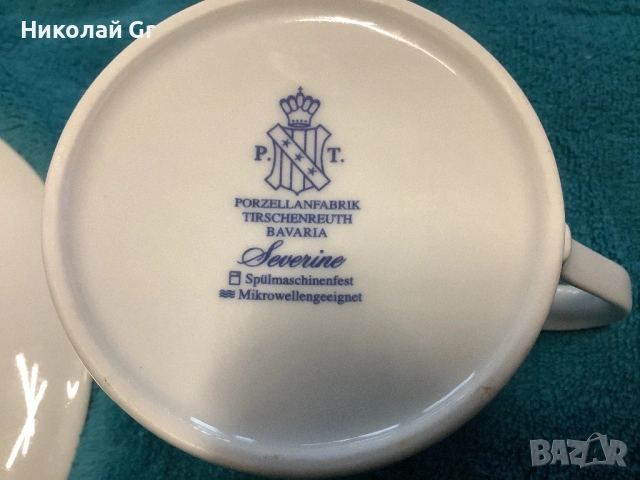 Чаша и чинийки  произведено в Германия  порцелан  Ар Нуво отличен състояние , снимка 5 - Чаши - 53945314