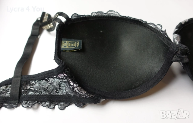 MED луксозен черен сутиен със сива дантела и камъни, снимка 11 - Бельо - 53686143