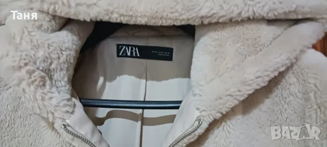 Пухено луксозно палтенце на Zara уголемено , снимка 2 - Палта, манта - 48353254