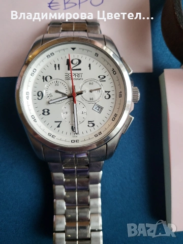 Часовник Esprit, кожена гривна със сребърни елементи на глаголица, единствена бройка!, снимка 2 - Мъжки - 53653415