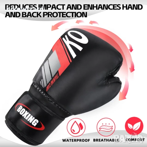 Боксови ръкавици 14oz с бинтове за ръце за тренировки и спаринг – 14oz НОВИ, снимка 2 - Бокс - 54231699