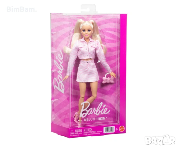 Оригинална кукла Barbie Deluxe Style - Луксозен стил: С розово дънково яке, снимка 6 - Кукли - 53650210
