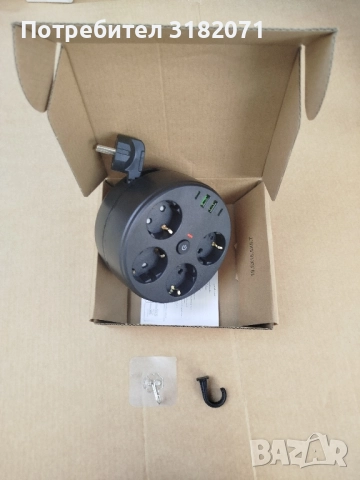 Кръгъл разклонител,с прибиращ се кабел 1,8м., снимка 2 - Други - 51614515