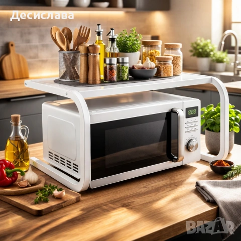 Поставка органайзер за микровълнова фурна, многофункционална, изработена от метал - сива или бяла, снимка 8 - Други стоки за дома - 53689332