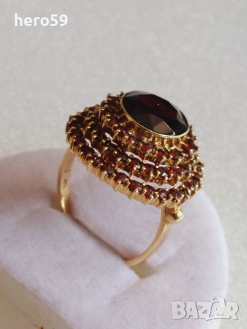 Дамски златен пръстен с гранати(злато 333), снимка 15 - Пръстени - 46474700