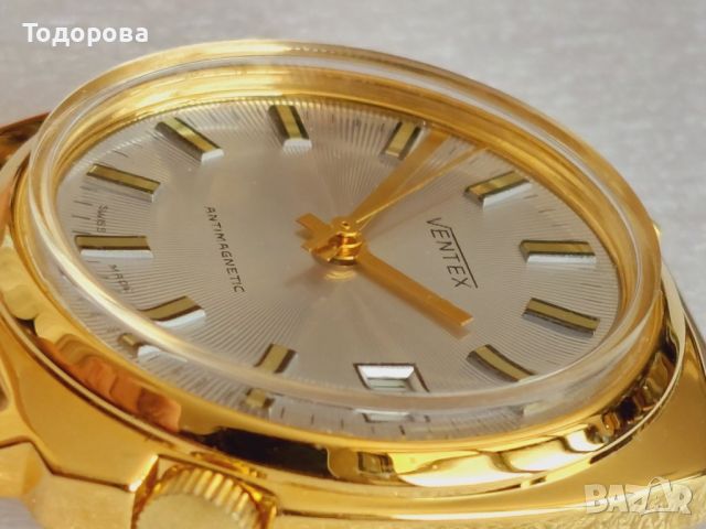 Стар швейцарски механичен часовник с позлата, никога неизползван, снимка 12 - Антикварни и старинни предмети - 46374927