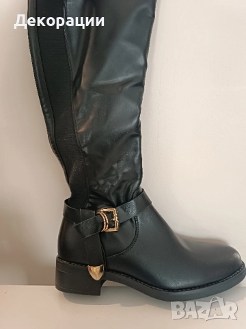 нови дамски високи черни ботуши , снимка 6 - Дамски ботуши - 52535089