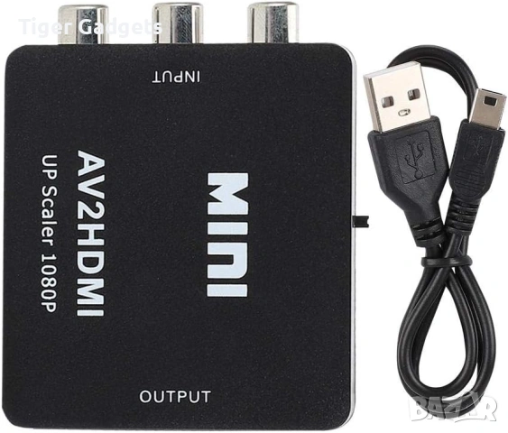 Mini AV към HDMI конвертор 1080P AV2HDMI Up Scaler адаптер, снимка 2 - Кабели и адаптери - 54278570