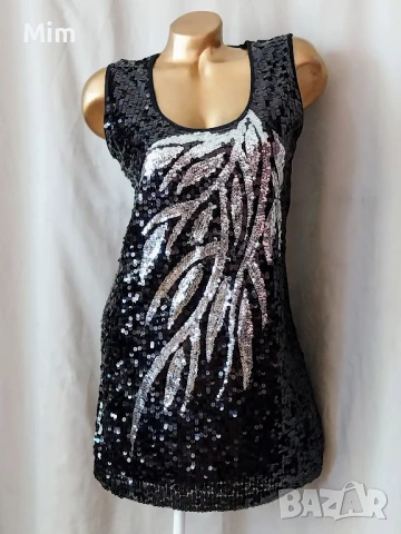 М Черна къса рокля с пайети 