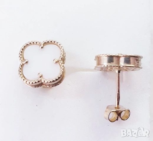 Златни обеци с винт и с английско закопчаване, снимка 7 - Обеци - 53810349
