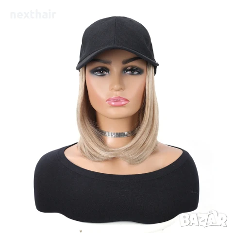 Руса къса перука с пришита шапка с козирка, снимка 1
