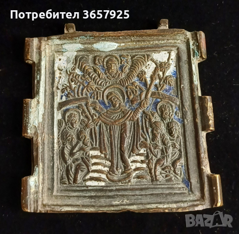 Средновековна религиозна бронзова плоча, снимка 1 - Антикварни и старинни предмети - 44948712