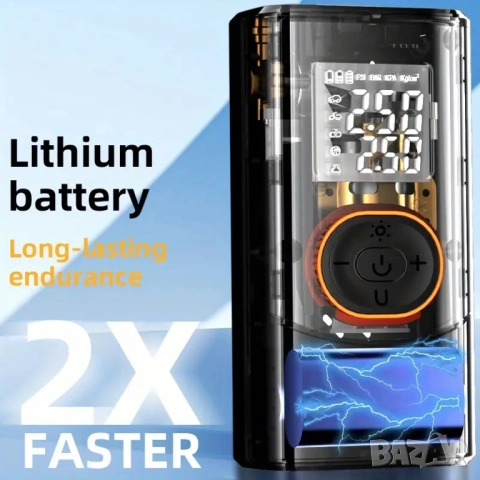 Акумулаторен компресор за гуми - компактен, мощен, интелигентен , снимка 8 - Аксесоари и консумативи - 52099128