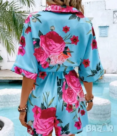 Летен гащеризон с принт рози, снимка 4 - Гащеризони - 49659707