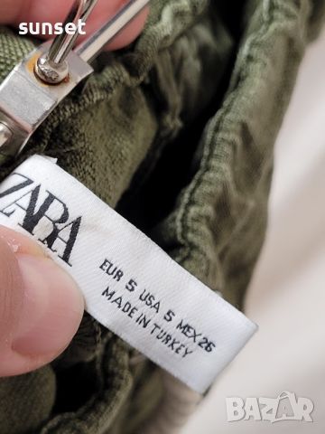 ZARA ЛЕНЕН зелен панталон- S/ M, снимка 3 - Панталони - 46807756