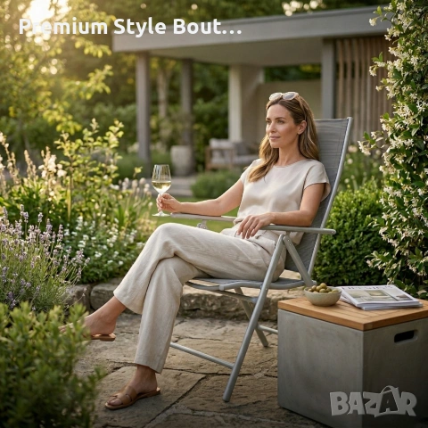 Луксозен регулируем стол за тераса и градина – Устойчив на атмосферни условия, снимка 8 - Други стоки за дома - 54158777