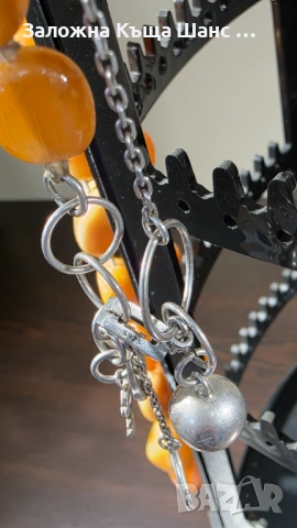 Гердан от сребро 925 проба с мъниста направени от балтийски кехлибар "butterscotch", снимка 4 - Колиета, медальони, синджири - 54034995