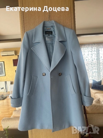 Светлосиньо елегантно палто, снимка 4 - Палта, манта - 54012051