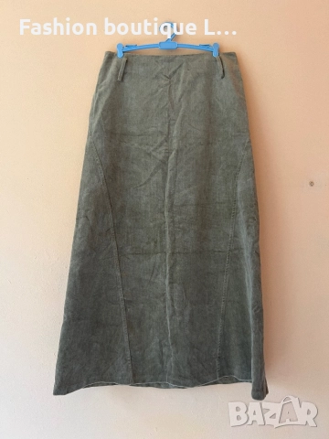 Бежова дълга пола 100% памук 38 размер с цип отзад на гърба и гайки за колан 🧡