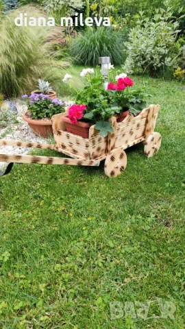 Дървена Каручка!!, снимка 5 - Декорация за дома - 49940014