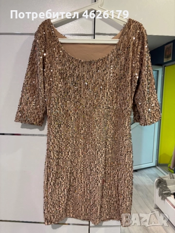 Рокля с паети M, снимка 2 - Рокли - 52381113