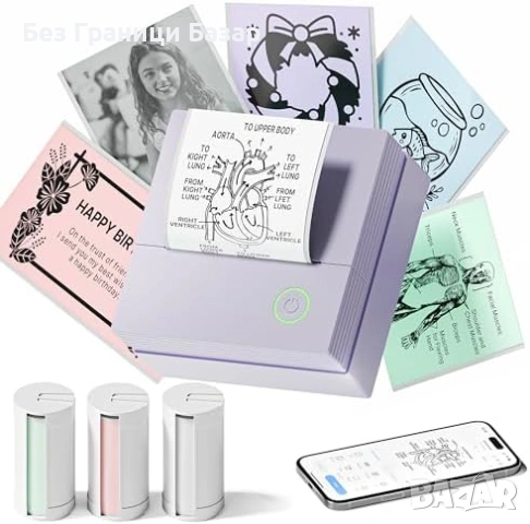 Нов Bluetooth стикер принтер за телефон Labelnize PM290 3 ролки хартия