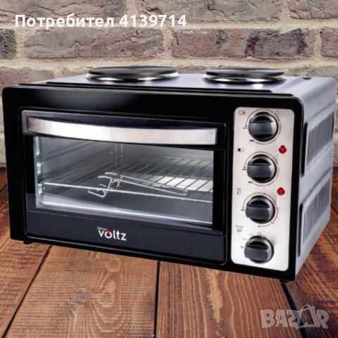 Готварска печка Voltz OV51441D45 с 2котлона-1000W\600W, 45л., черна, снимка 1 - Печки, фурни - 46335734