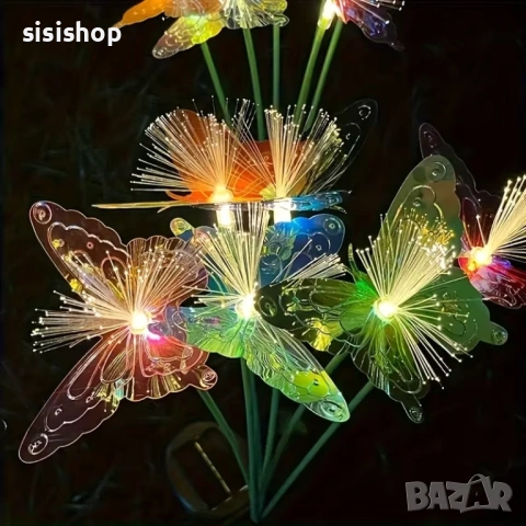 Декоративни соларни лампи с пеперуди – Водоустойчиви RGB цветове, идеални за цветни лехи и алеи 4986, снимка 5 - Декорация за дома - 54070683