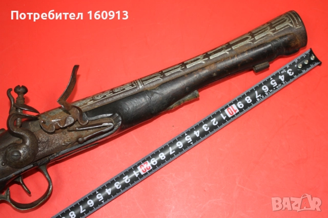 Стар кремъчен тромбон тромблон пушка кремъклия пистолет османски балкански., снимка 3 - Антикварни и старинни предмети - 52504668