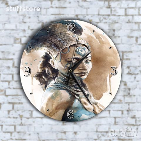 Стенен Часовник - Арт Жена С Голяма Шапка, снимка 1 - Стенни часовници - 45748214