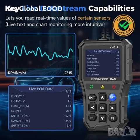 Bingohive универсален OBD2 скенер с тестер за батерия, снимка 2 - Друга електроника - 52331579