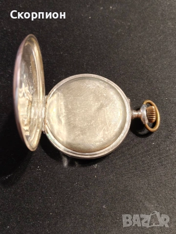 Швейцарски СРЕБЪРЕН джобен часовник FRIEDE с позлата - 10 РУБИНА ПРОМОЦИЯ, снимка 12 - Джобни - 48361909