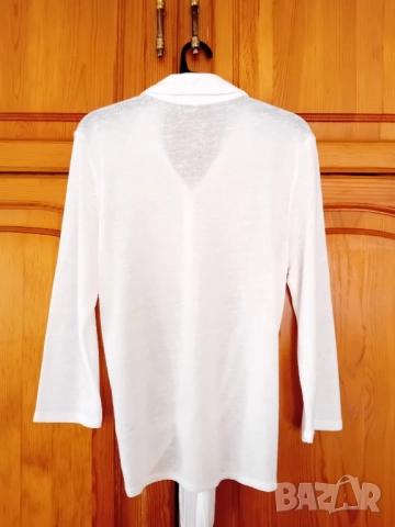 Бяла риза с 3/4 ръкав, снимка 2 - Ризи - 52253337