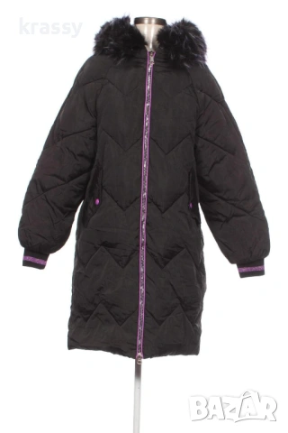 НОВО страхотно дълго зимно дамско яке с качулка с пух (размер Л)