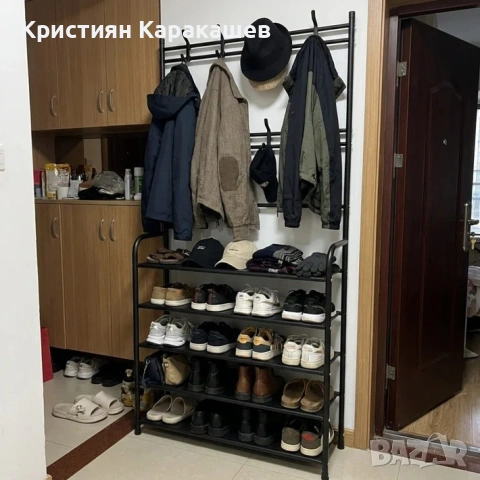 Многофункционален рафт за обувки със закачалки. Портманто (стоманено), снимка 5 - Портманта - 54266716