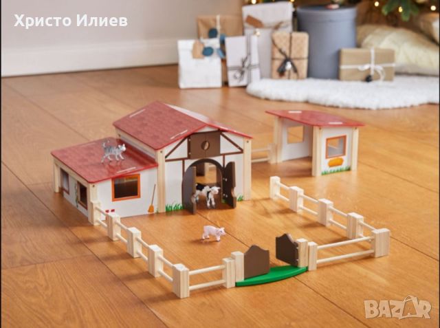 Голяма дървена къща с животни PLAYTIVE Дървена ферма, снимка 7 - Образователни игри - 45301529