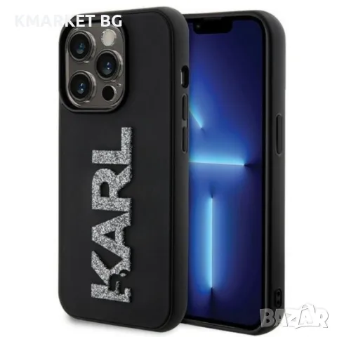 Оригинален кейс Karl Lagerfeld HC 3D Logo Glitter и Протектор, За iPhone 15 Pro Max (6.7), Черен, снимка 1