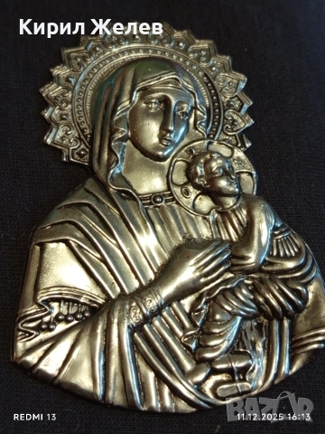 СРЕБЪРНА ИКОНА ДЕВА МАРИЯ и МЛАДЕНЕЦА ИСУС МНОГО КРАСИВА 50766, снимка 6 - Други ценни предмети - 52737761