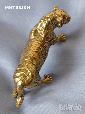 малка метална пластика тигър бронз, снимка 6 - Статуетки - 53753970