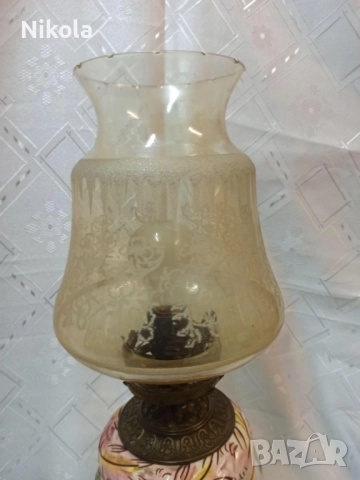 Антикварна висока настолна лампа Capodimonte -бронзова основа с орнаменти и порцелан, снимка 9 - Антикварни и старинни предмети - 52011738